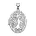 14k White Gold Tree 21x16mm Oval Locket, 28.25 x 17 mm