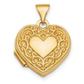 14k Fancy Scroll Design Reversible 15mm Heart Locket, 21 x 15.15 mm