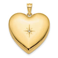 14k Diamond Star Ash Holder 24mm Heart Locket, 0.01 ct, 30.5 x 23.8 mm