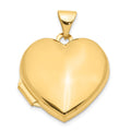14k Polished Domed Plain 18mm Heart Locket, 23.5 x 18.7 mm