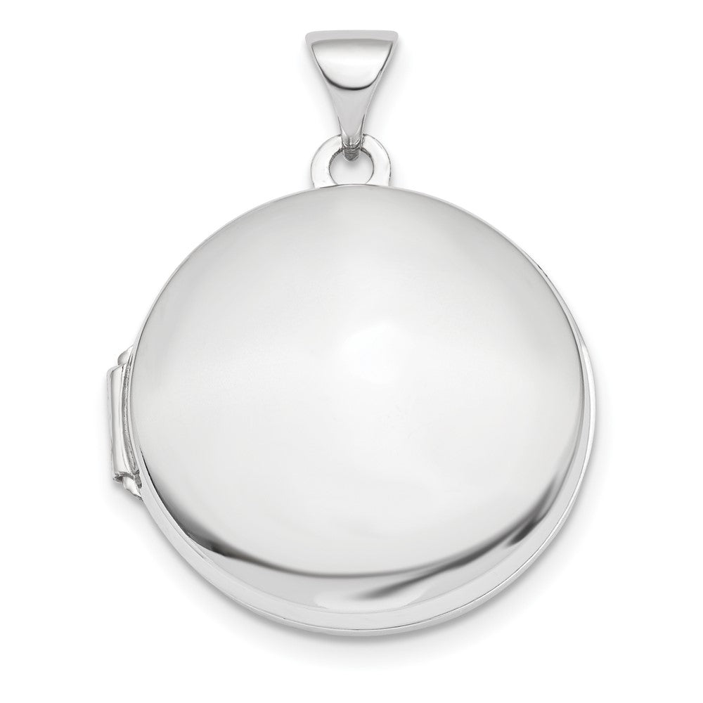 14k White Gold Polished Domed 20mm Round Locket, 27.1 x 20.9 mm