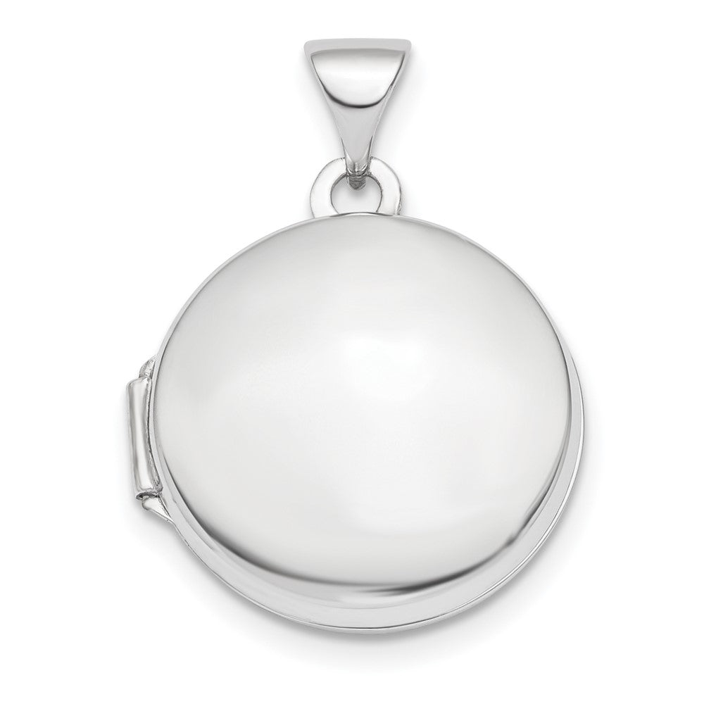 14k White Gold Polished Domed 16mm Round Locket, 23.2 x 17 mm