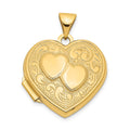 14k Two Hearts 18mm Heart Locket, 24 x 18.6 mm