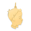14k .013 Depth Engravable Boy Head Charm, 30 x 20 mm, 1.24 g