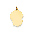 14k Plain Medium .027 Gauge Facing Right Engravable Boy Head Charm, 27 x 17 mm