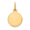 14k Plain .027 Gauge Round Engravable 10mm Disc Charm, 17 x 10 mm