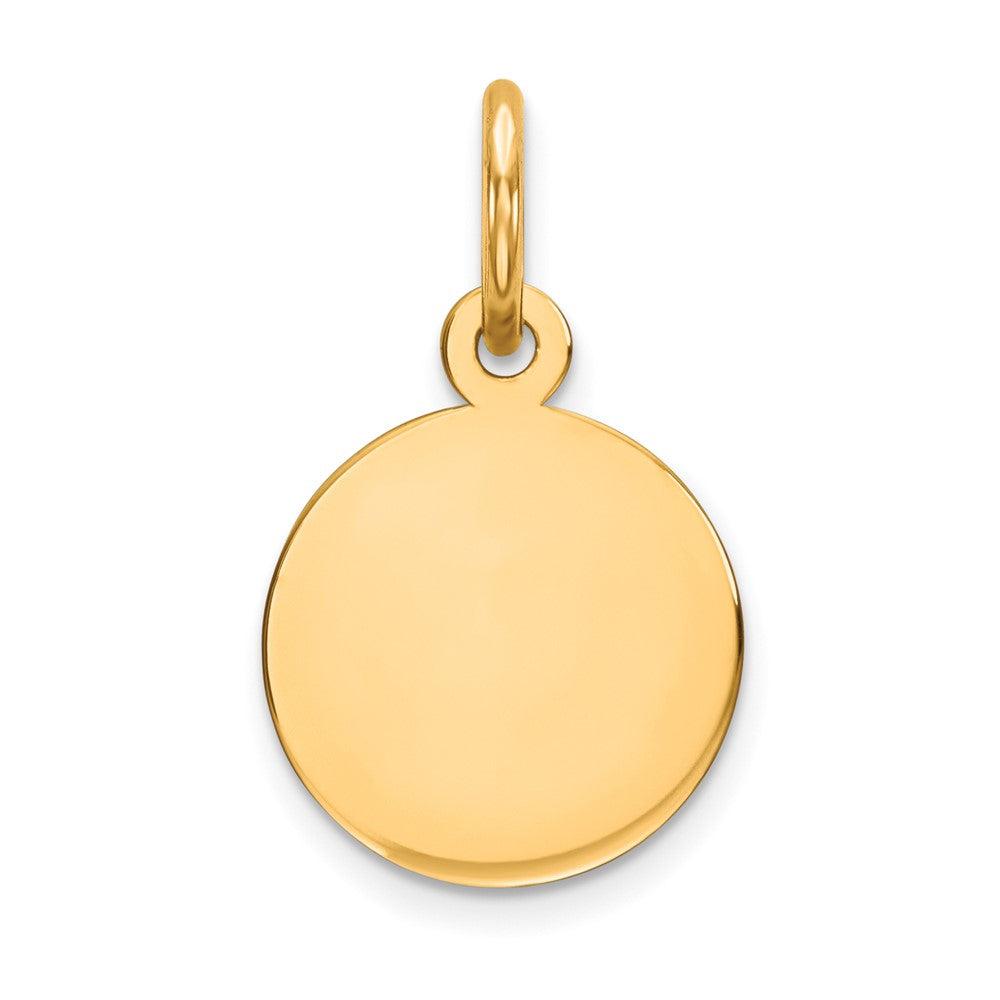 14k Plain .011 Gauge Round Engravable 10mm Disc Charm, 17 x 10 mm