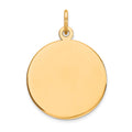 14k Plain .027 Gauge Round Engravable 18mm Disc Charm, 24 x 18 mm