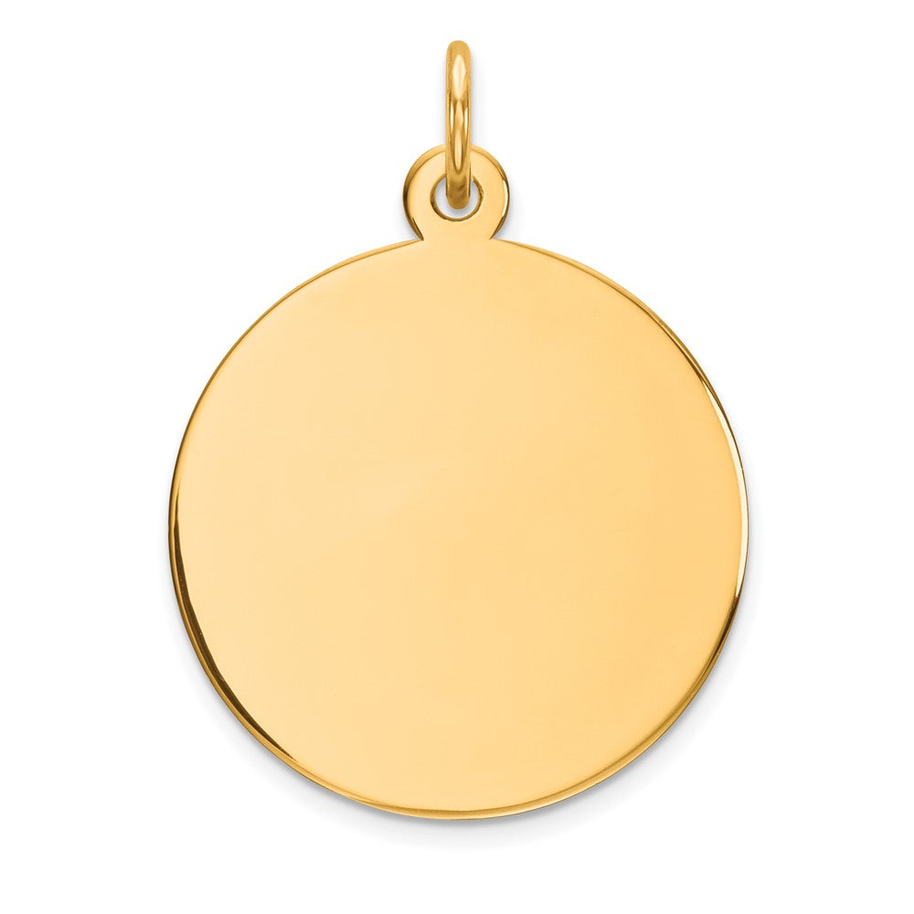 14k Plain .011 Gauge Round Engravable 19mm Disc Charm, 26 x 19 mm