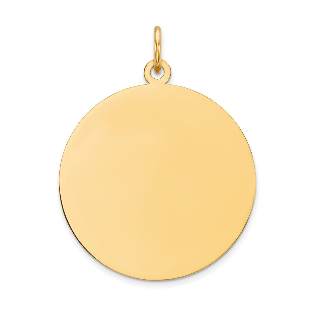 14k Plain .018 Gauge Round Engravable 24mm Disc Charm, 28 x 24 mm