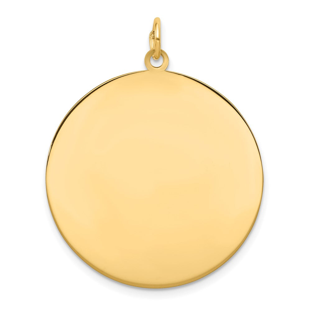 14k Plain .018 Gauge Round Engravable 28mm Disc Charm, 32 x 28 mm
