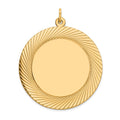 14k Etched Design Edge .018 Gauge Round Engravable 33mm Disc Charm, 39 x 26 mm