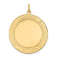 14k Etched Design Edge .018 Gauge Round Engravable 26mm Disc Charm, 32 x 26 mm