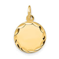 14k Etched Edge .013 Gauge Engravable Round 13mm Disc Charm, 20 x 13 mm