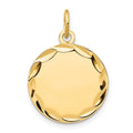 14k Etched Edge .018 Gauge Engravable Round 16mm Disc Charm, 23 x 16 mm