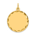 14k Etched Edge .027 Gauge Engravable Round 19mm Disc Charm, 26 x 19 mm