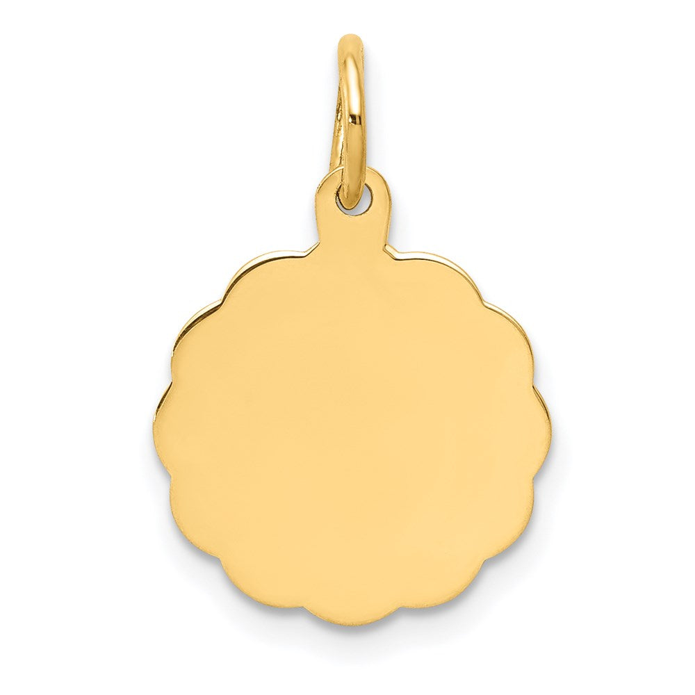 14k .011 Gauge Engravable Round Scalloped 16x13mm Disc Charm, 20 x 13 mm, 0.54 g - ID5S9XM164/118L7