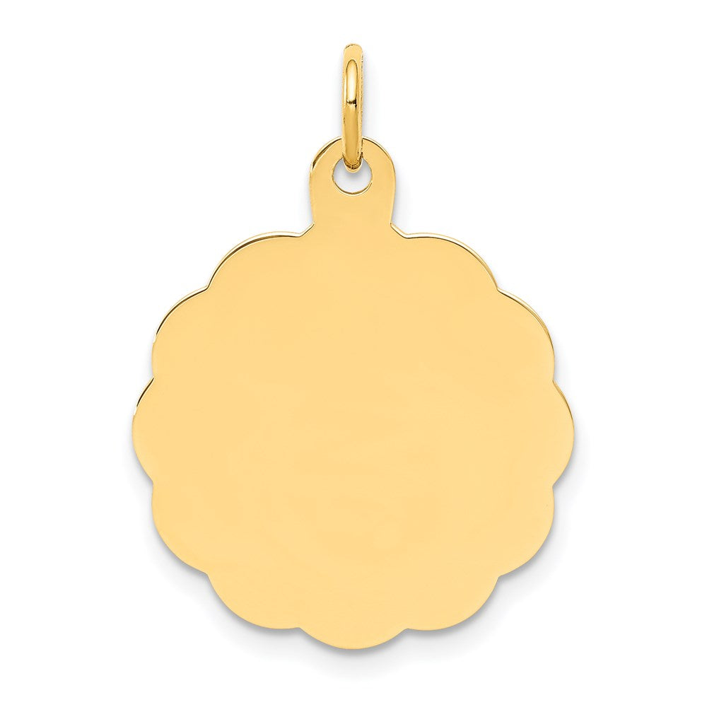 14k .013 Gauge Engravable Round Scalloped 22x19mm Disc Charm, 26 x 19 mm