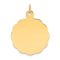 14k .018 Gauge Engravable Round Scalloped 26x23mm Disc Charm, 29 x 22 mm