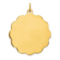 14k .027 Gauge Engravable Round Scalloped 28x25mm Disc Charm, 31 x 25 mm