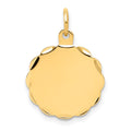14k Etched Edge .035 Gauge Engravable Round Scalloped 18x15mm Disc Charm, 22 x 15 mm