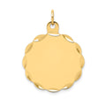 14k Etched Edge .035 Gauge Engravable Round Scalloped 22x19mm Disc Charm, 26 x 19 mm