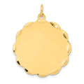 14k Etched Edge .018 Gauge Engravable Round Scalloped 28x25mm Disc Charm, 31 x 25 mm