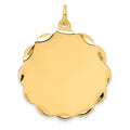 14k Etched Edge .027 Gauge Engravable Round Scalloped 28x26mm Disc Charm, 31 x 26 mm