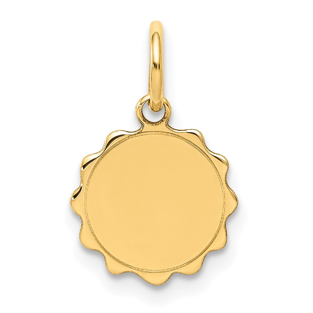 14k .013 Gauge Engravable Round Scalloped 12x10mm Disc Charm, 16 x 10 mm