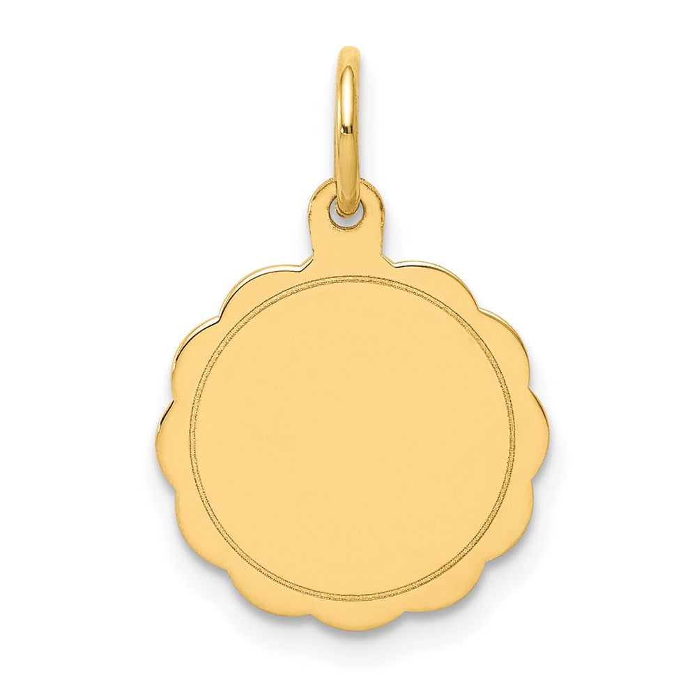14k .011 Gauge Engravable Round Scalloped 16x13mm Disc Charm, 20 x 13 mm, 0.54 g - ID5S9XM174/118L7