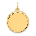 14k Etched Edge .011 Gauge Engravable Round Scalloped 20x18mm Disc Charm, 23 x 18 mm