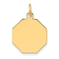 14k Plain .018 Gauge Engravable Octagonal 17x15mm Disc Charm, 21 x 15 mm