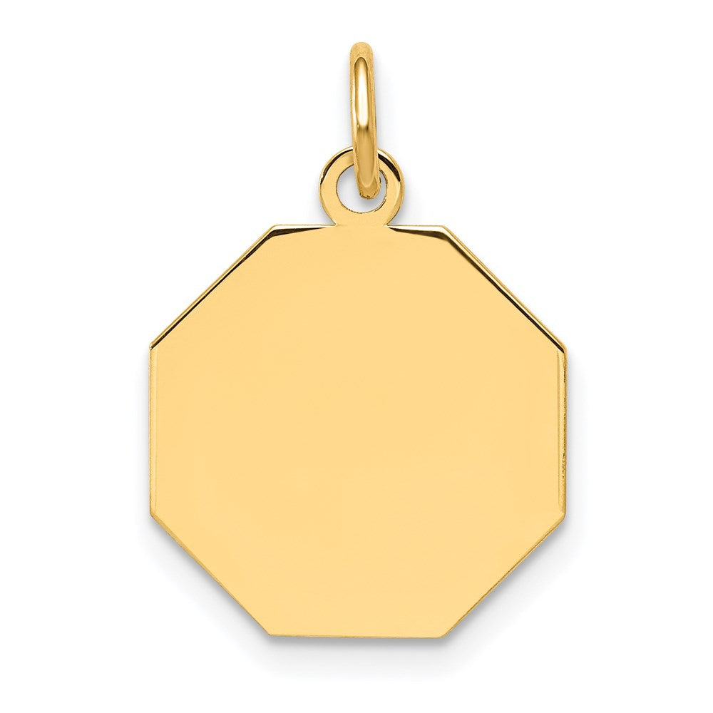 14k Plain .027 Gauge Engravable Octagonal 17x15mm Disc Charm, 21 x 15 mm