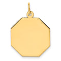 14k Plain .013 Gauge Engravable Octagonal 21x19mm Disc Charm, 25 x 19 mm