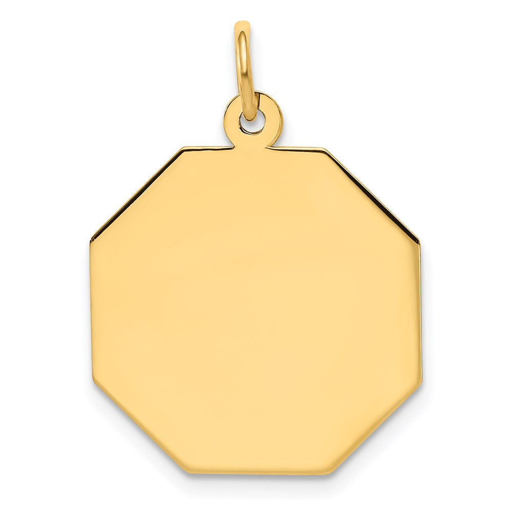 14k Plain .027 Gauge Engravable Octagonal 21x19mm Disc Charm, 25 x 19 mm
