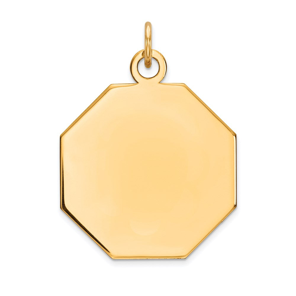 14k Plain .018 Gauge Engravable Octagonal 23x21mm Disc Charm, 27 x 21 mm