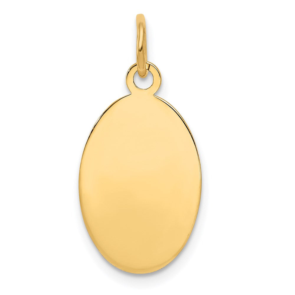 14k Plain .009 Gauge Engravable Oval 19x11mm Disc Charm, 22 x 11 mm