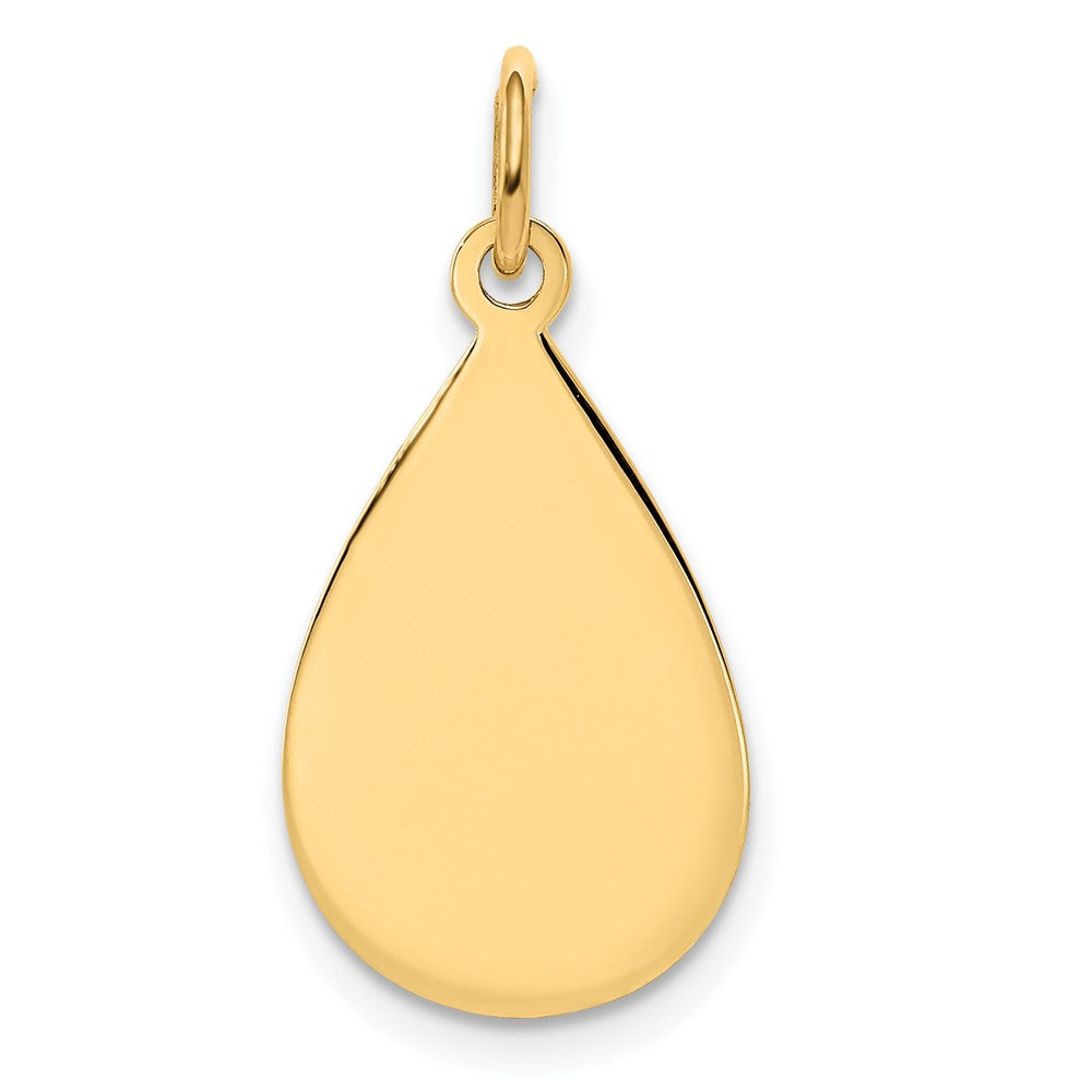 14k Plain .009 Gauge Engravable Raindrop 20x11mm Disc Charm, 23 x 11 mm