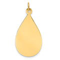 14k Plain .018 Gauge Engravable Raindrop 30x16mm Disc Charm, 33 x 16 mm