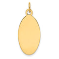 14k Plain 22x12.5mm .018 Gauge Engravable Elliptical Disc Charm, 30 x 12.5 mm
