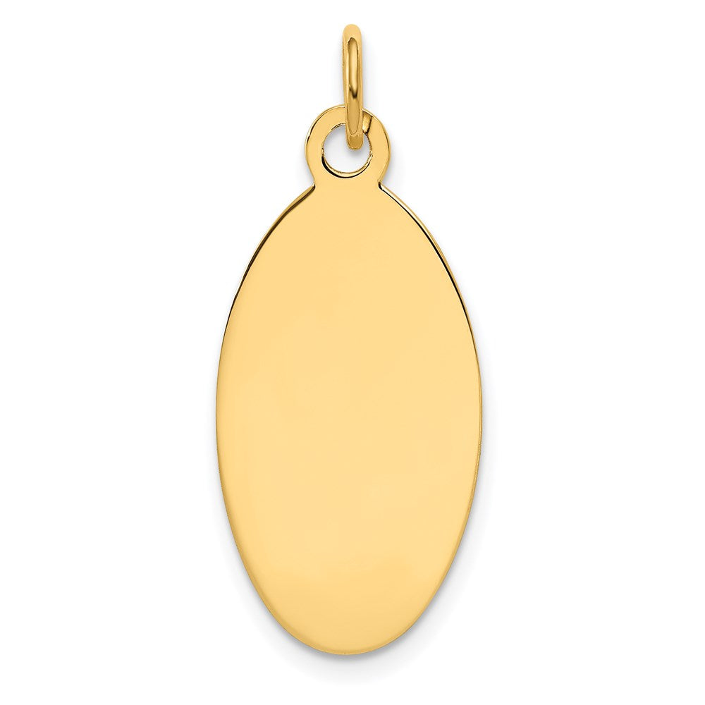 14k Plain 22x12.5mm .018 Gauge Engravable Elliptical Disc Charm, 30 x 12.5 mm