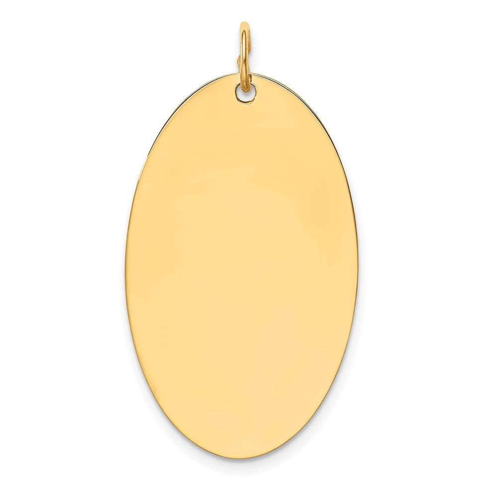 14k Plain .013 Gauge Engravable Elliptical 32x18mm Disc Charm, 35 x 18 mm