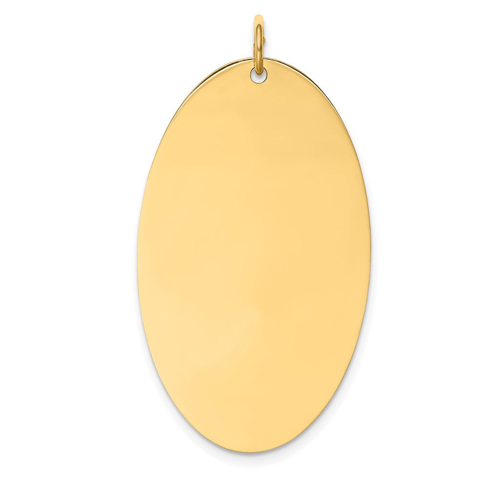 14k Plain .013 Gauge Engravable Elliptical 36x21mm Disc Charm, 38 x 21 mm