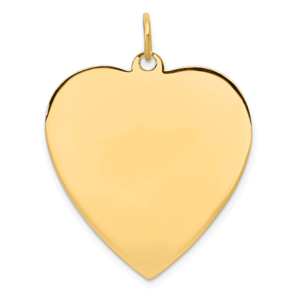 14k Plain .035 Gauge Engravable Heart 27x24mm Disc Charm, 30 x 24 mm