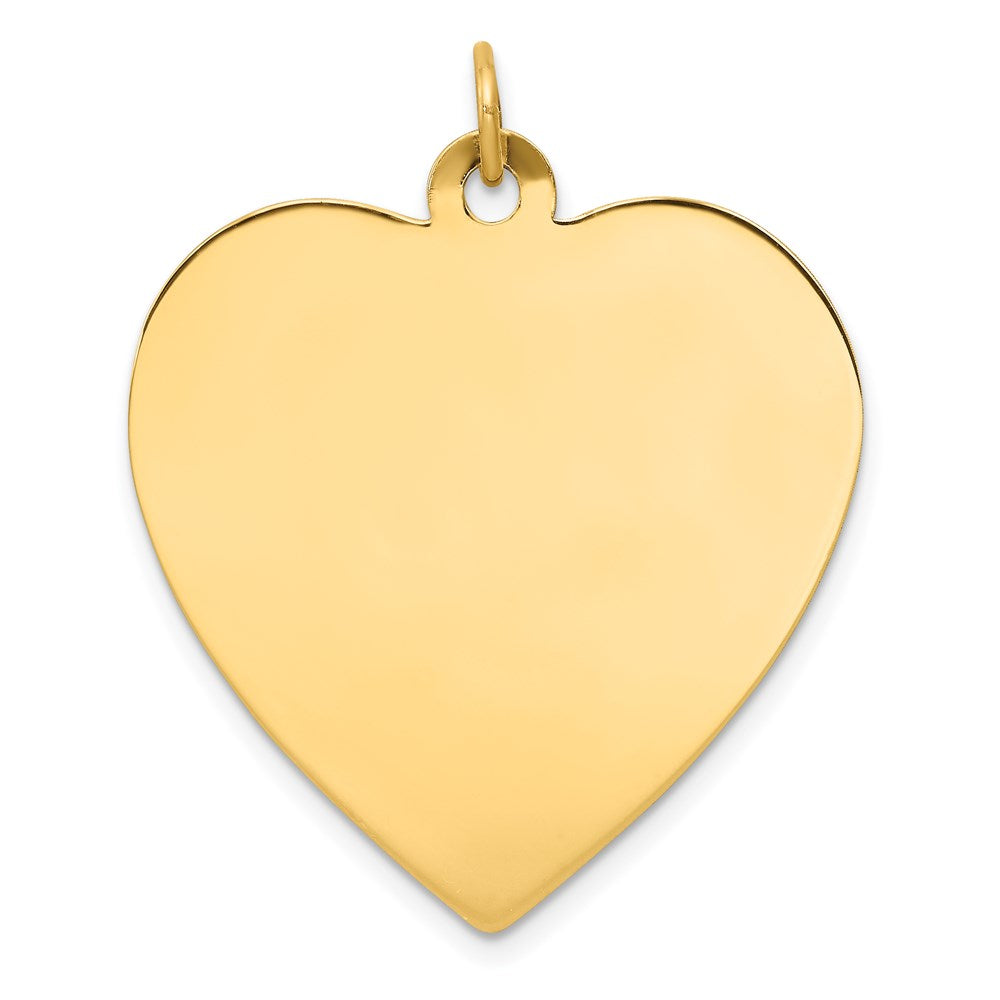14k Plain .018 Gauge Engravable Heart 30x28mm Disc Charm, 33 x 28 mm