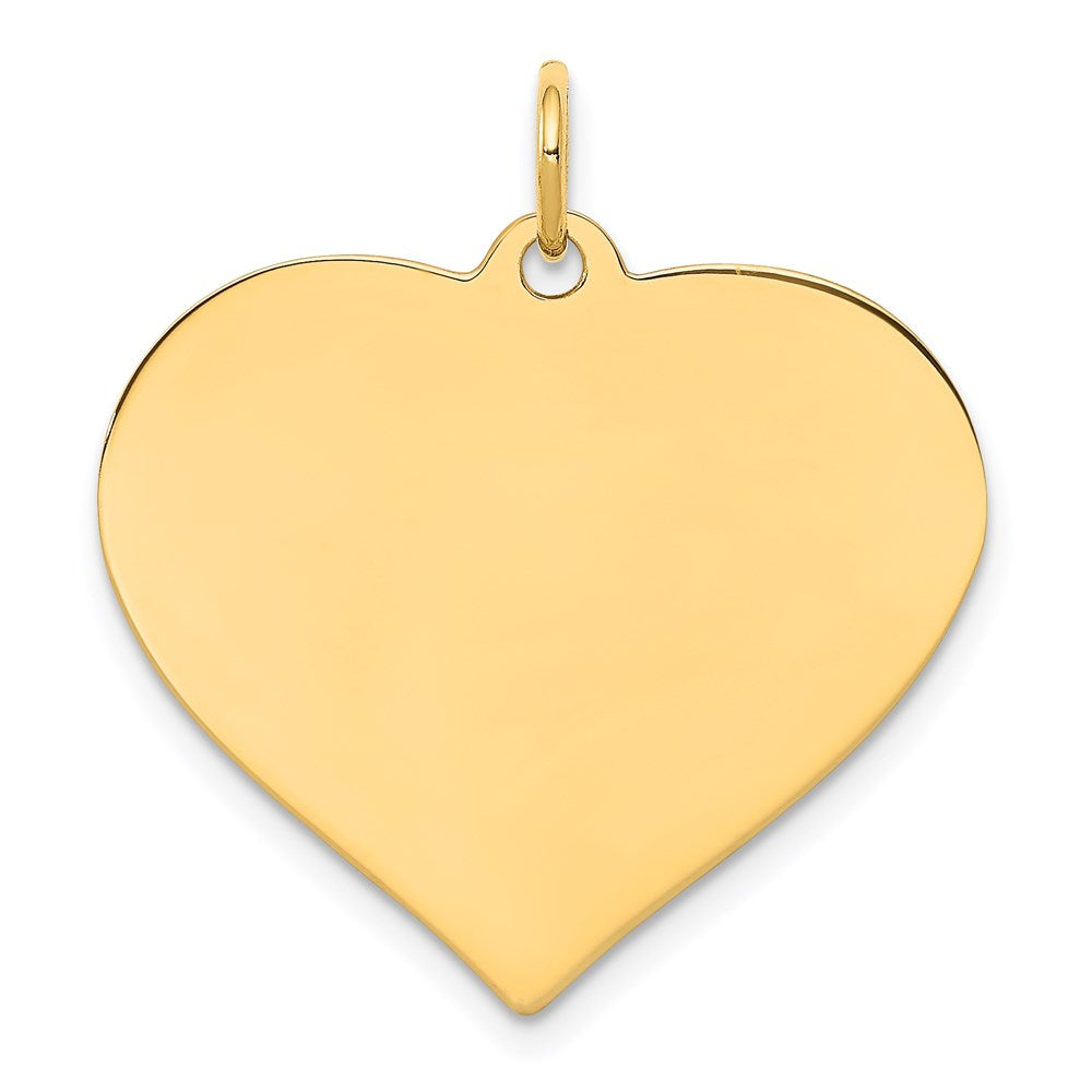 14k Plain .035 Gauge Engraveable Heart 22x24mm Disc Charm, 25 x 24 mm