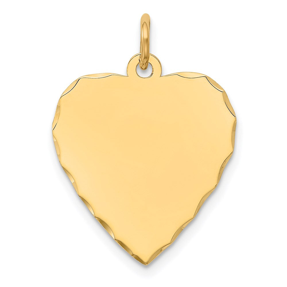 14k Etched Edge .027 Gauge Engravable Heart 21x17mm Disc Charm, 25 x 17 mm