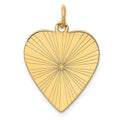 14k Etched Design .018 Gauge Engravable Heart 24x19mm Disc Charm, 27 x 19 mm