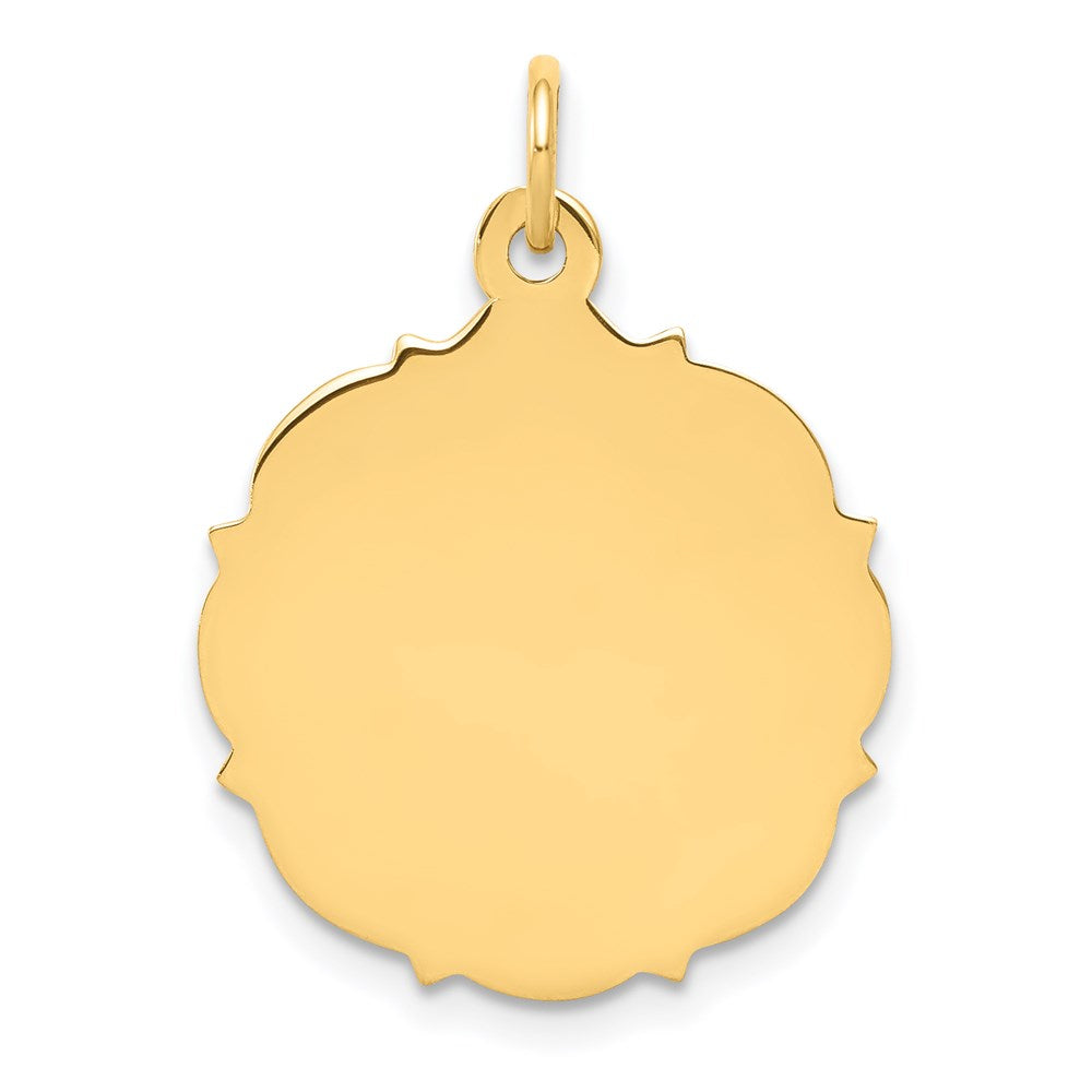 14k Plain with Fancy Edge .013 Gauge Engravable Round 20x18mm Disc Charm, 24 x 18 mm