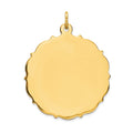 14k Plain with Fancy Edge .018 Gauge Engravable Round 29x26mm Disc Charm, 32 x 26 mm